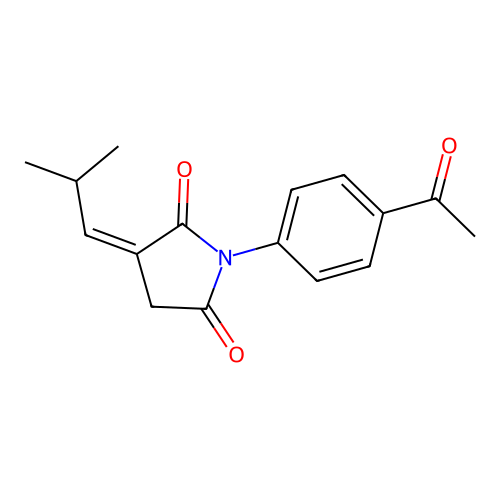 (3Z)-1-(4-acetylphenyl)-3-(2-methylpropylidene)pyrrolidine-2,5-dione structure