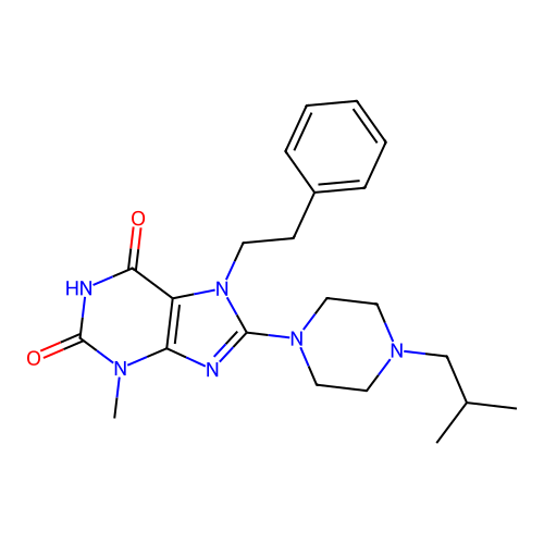 8-(4-isobutylpiperazin-1-yl)-3-methyl-7-phenethyl-1H-purine-2,6(3H,7H)-dione structure