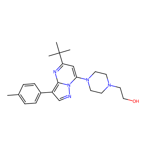 2-(4-(5-(tert-butyl)-3-(p-tolyl)pyrazolo[1,5-a]pyrimidin-7-yl)piperazin-1-yl)ethanol structure