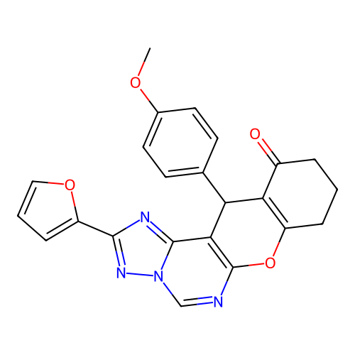 2-(furan-2-yl)-12-(4-methoxyphenyl)-8,9,10,12-tetrahydro-11H-chromeno[3,2-e][1,2,4]triazolo[1,5-c]pyrimidin-11-one structure