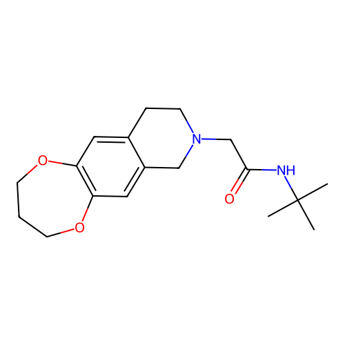 N-tert-butyl-2-(2,3,4,7,9,10-hexahydro-[1,4]dioxepino[2,3-g]isoquinolin-8-yl)acetamide structure
