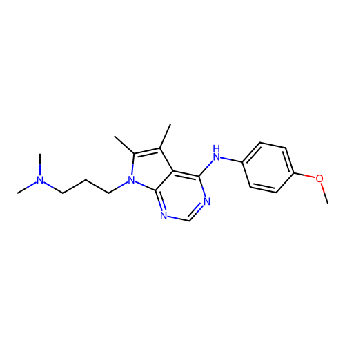 7-(3-(dimethylamino)propyl)-N-(4-methoxyphenyl)-5,6-dimethyl-7H-pyrrolo[2,3-d]pyrimidin-4-amine structure