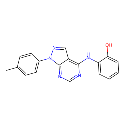 2-{[1-(4-methylphenyl)-1H-pyrazolo[3,4-d]pyrimidin-4-yl]amino}phenol structure