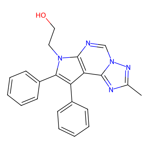 2-(2-methyl-8,9-diphenyl-7H-pyrrolo[3,2-e][1,2,4]triazolo[1,5-c]pyrimidin-7-yl)ethanol structure