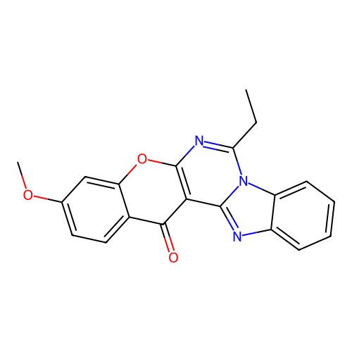 7-ethyl-3-methoxy-14H-benzo[4,5]imidazo[1,2-c]chromeno[3,2-e]pyrimidin-14-one structure