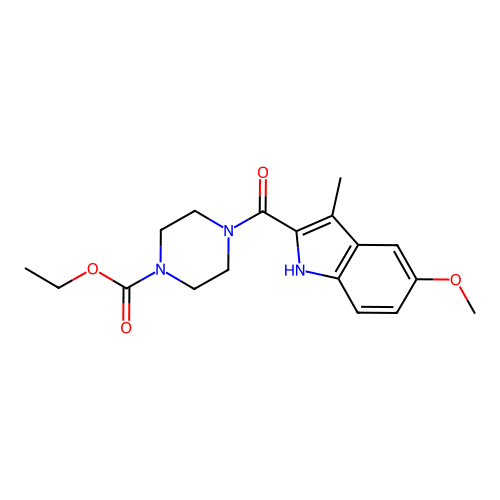 ethyl 4-(5-methoxy-3-methyl-1H-indole-2-carbonyl)piperazine-1-carboxylate structure