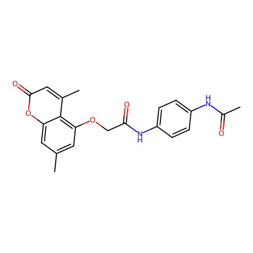 N-[4-(acetylamino)phenyl]-2-[(4,7-dimethyl-2-oxo-2H-chromen-5-yl)oxy]acetamide structure
