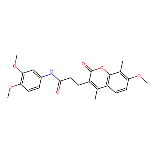 N-(3,4-dimethoxyphenyl)-3-(7-methoxy-4,8-dimethyl-2-oxo-2H-chromen-3-yl)propanamide structure