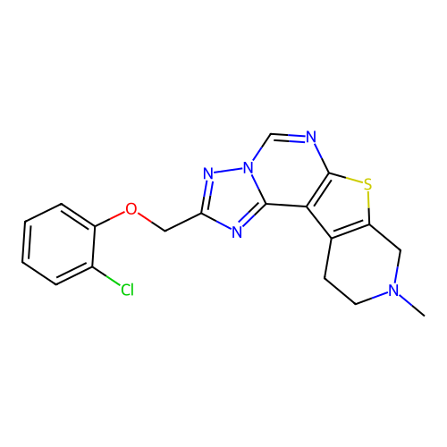 2-((2-chlorophenoxy)methyl)-9-methyl-8,9,10,11-tetrahydropyrido[4',3':4,5]thieno[3,2-e][1,2,4]triazolo[1,5-c]pyrimidine structure