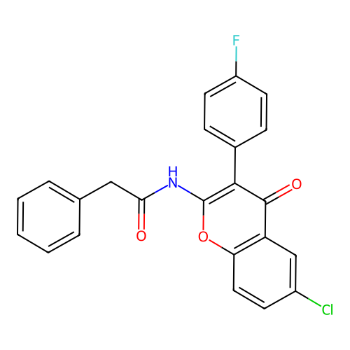 N-(6-chloro-3-(4-fluorophenyl)-4-oxo-4H-chromen-2-yl)-2-phenylacetamide structure