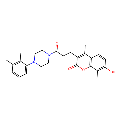 3-(3-(4-(2,3-dimethylphenyl)piperazin-1-yl)-3-oxopropyl)-7-hydroxy-4,8-dimethyl-2H-chromen-2-one structure