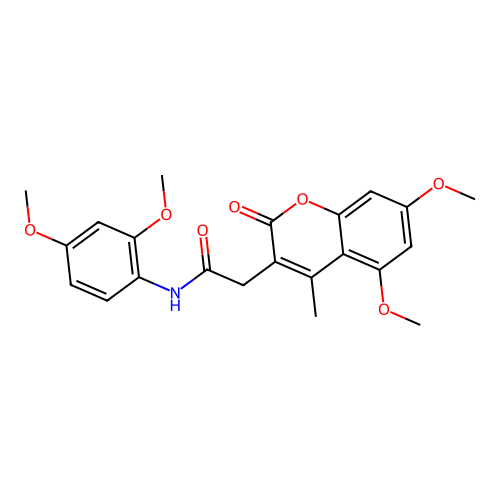 2-(5,7-dimethoxy-4-methyl-2-oxo-2H-chromen-3-yl)-N-(2,4-dimethoxyphenyl)acetamide structure
