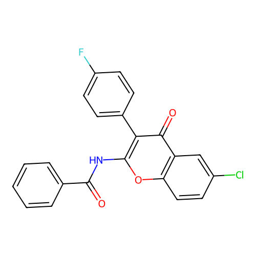 N-(6-chloro-3-(4-fluorophenyl)-4-oxo-4H-chromen-2-yl)benzamide structure