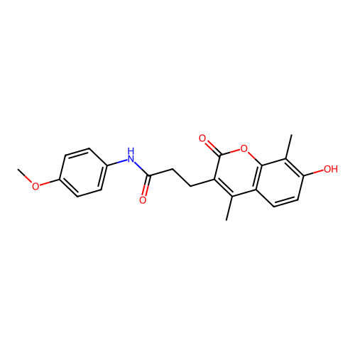 3-(7-hydroxy-4,8-dimethyl-2-oxo-2H-chromen-3-yl)-N-(4-methoxyphenyl)propanamide structure