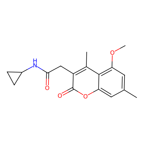 N-cyclopropyl-2-(5-methoxy-4,7-dimethyl-2-oxo-2H-chromen-3-yl)acetamide structure