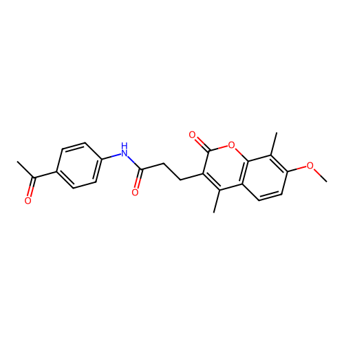N-(4-acetylphenyl)-3-(7-methoxy-4,8-dimethyl-2-oxo-2H-chromen-3-yl)propanamide structure