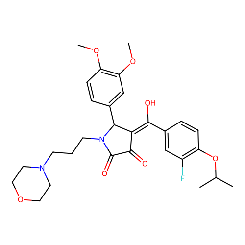 (4E)-5-(3,4-dimethoxyphenyl)-4-[(3-fluoro-4-propan-2-yloxyphenyl)-hydroxymethylidene]-1-(3-morpholin-4-ylpropyl)pyrrolidine-2,3-dione structure