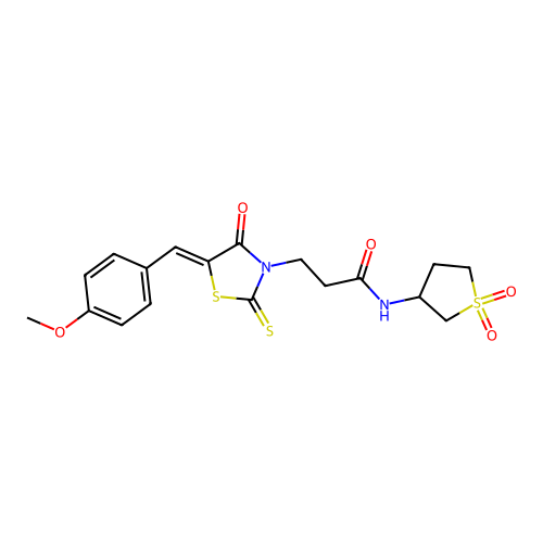 (Z)-N-(1,1-dioxidotetrahydrothiophen-3-yl)-3-(5-(4-methoxybenzylidene)-4-oxo-2-thioxothiazolidin-3-yl)propanamide structure