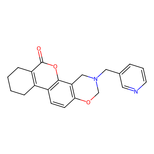 3-(pyridin-3-ylmethyl)-2,4,7,8,9,10-hexahydroisochromeno[3,4-f][1,3]benzoxazin-6-one structure