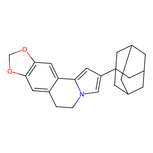 2-((3r,5r,7r)-adamantan-1-yl)-5,6-dihydro-[1,3]dioxolo[4,5-g]pyrrolo[2,1-a]isoquinoline structure
