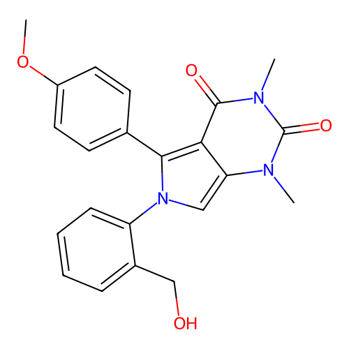 6-(2-(hydroxymethyl)phenyl)-5-(4-methoxyphenyl)-1,3-dimethyl-1H-pyrrolo[3,4-d]pyrimidine-2,4(3H,6H)-dione structure