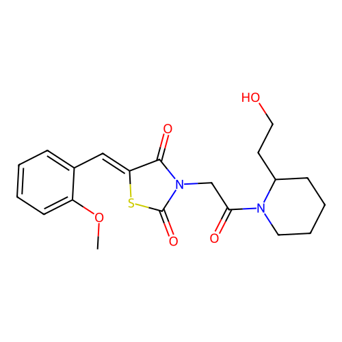 (Z)-3-(2-(2-(2-hydroxyethyl)piperidin-1-yl)-2-oxoethyl)-5-(2-methoxybenzylidene)thiazolidine-2,4-dione structure