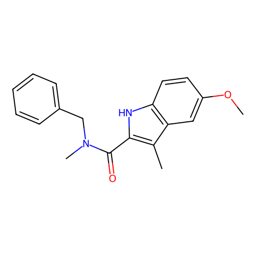 N-benzyl-5-methoxy-N,3-dimethyl-1H-indole-2-carboxamide structure