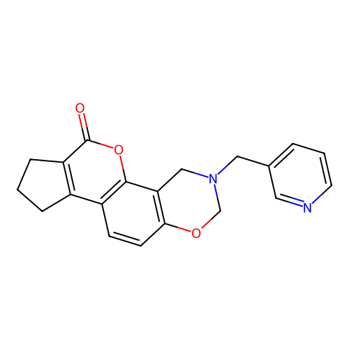 3-(pyridin-3-ylmethyl)-3,4,8,9-tetrahydro-2H-cyclopenta[3,4]chromeno[8,7-e][1,3]oxazin-6(7H)-one structure