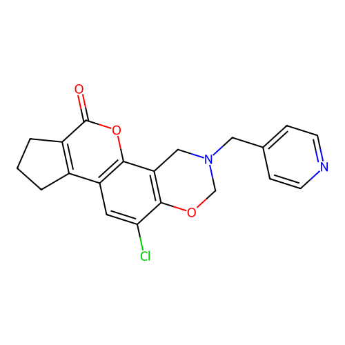 11-chloro-3-(pyridin-4-ylmethyl)-3,4,8,9-tetrahydro-2H-cyclopenta[3,4]chromeno[8,7-e][1,3]oxazin-6(7H)-one structure