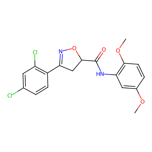 3-(2,4-dichlorophenyl)-N-(2,5-dimethoxyphenyl)-4,5-dihydro-1,2-oxazole-5-carboxamide structure