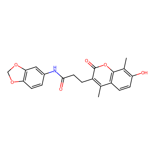 N-(1,3-benzodioxol-5-yl)-3-(7-hydroxy-4,8-dimethyl-2-oxo-2H-chromen-3-yl)propanamide structure