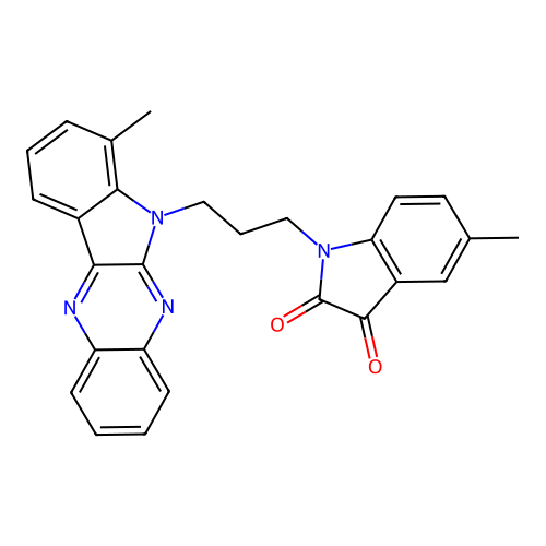 5-methyl-1-(3-(7-methyl-6H-indolo[2,3-b]quinoxalin-6-yl)propyl)indoline-2,3-dione structure