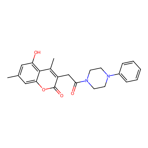 5-hydroxy-4,7-dimethyl-3-[2-oxo-2-(4-phenylpiperazin-1-yl)ethyl]-2H-chromen-2-one structure