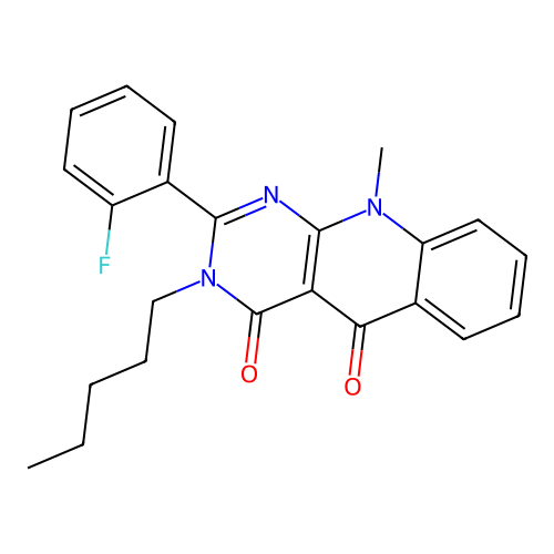 2-(2-fluorophenyl)-10-methyl-3-pentylpyrimido[4,5-b]quinoline-4,5(3H,10H)-dione structure