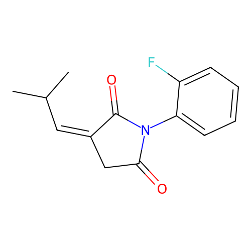 (3Z)-1-(2-fluorophenyl)-3-(2-methylpropylidene)pyrrolidine-2,5-dione structure