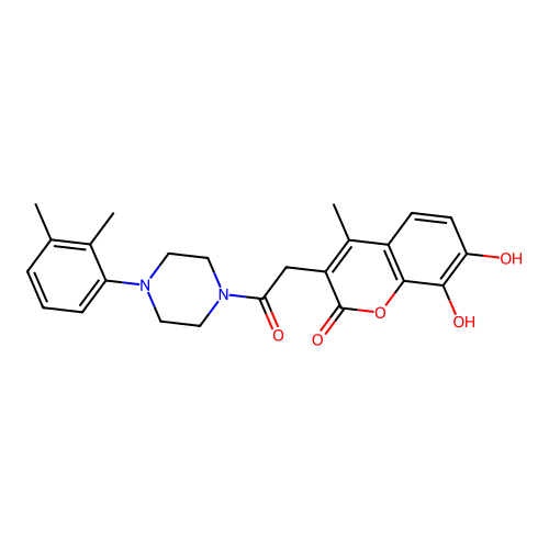 3-(2-(4-(2,3-dimethylphenyl)piperazin-1-yl)-2-oxoethyl)-7,8-dihydroxy-4-methyl-2H-chromen-2-one structure