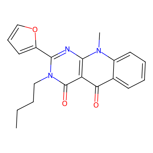 3-butyl-2-(furan-2-yl)-10-methylpyrimido[4,5-b]quinoline-4,5(3H,10H)-dione structure