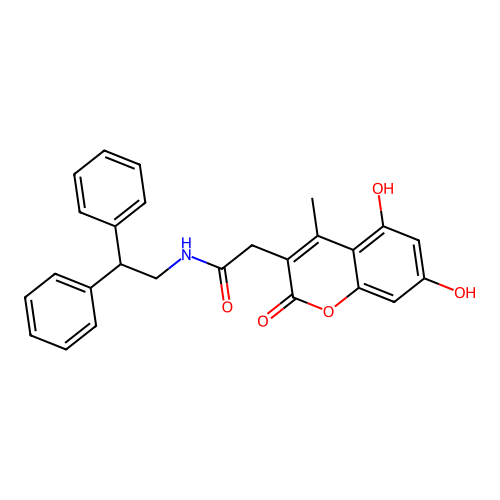 2-(5,7-dihydroxy-4-methyl-2-oxo-2H-chromen-3-yl)-N-(2,2-diphenylethyl)acetamide structure