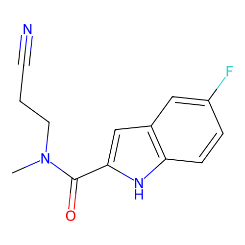 N-(2-cyanoethyl)-5-fluoro-N-methyl-1H-indole-2-carboxamide structure