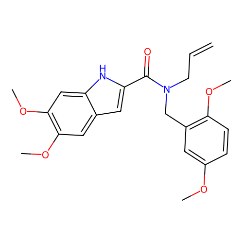 N-(2,5-dimethoxybenzyl)-5,6-dimethoxy-N-(prop-2-en-1-yl)-1H-indole-2-carboxamide structure