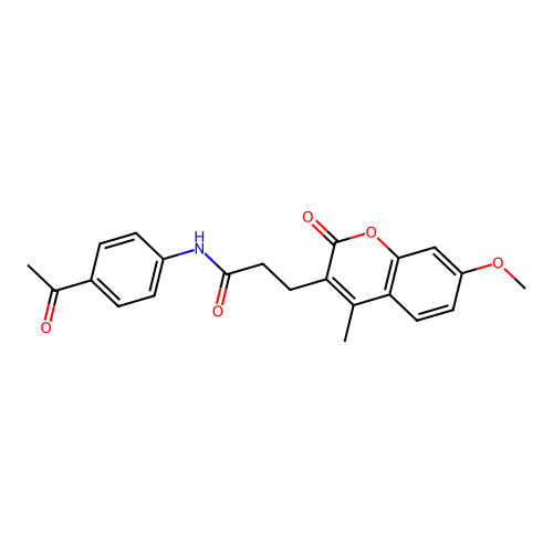 N-(4-acetylphenyl)-3-(7-methoxy-4-methyl-2-oxo-2H-chromen-3-yl)propanamide structure