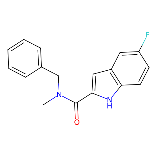 N-benzyl-5-fluoro-N-methyl-1H-indole-2-carboxamide structure