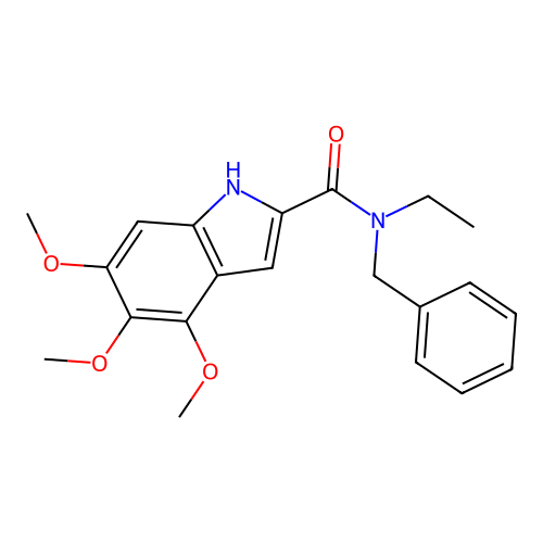 N-benzyl-N-ethyl-4,5,6-trimethoxy-1H-indole-2-carboxamide structure