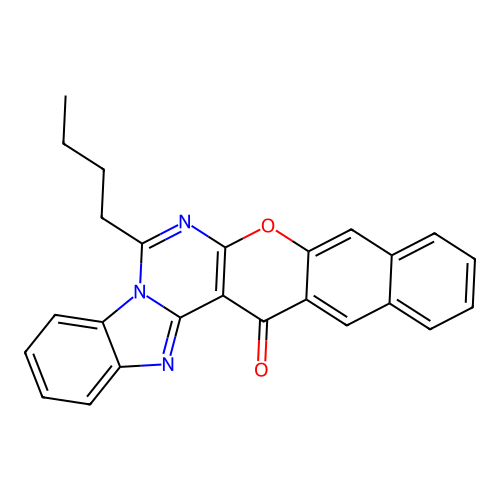 6-butyl-15H-benzo[4,5]imidazo[1,2-c]benzo[6,7]chromeno[3,2-e]pyrimidin-15-one structure