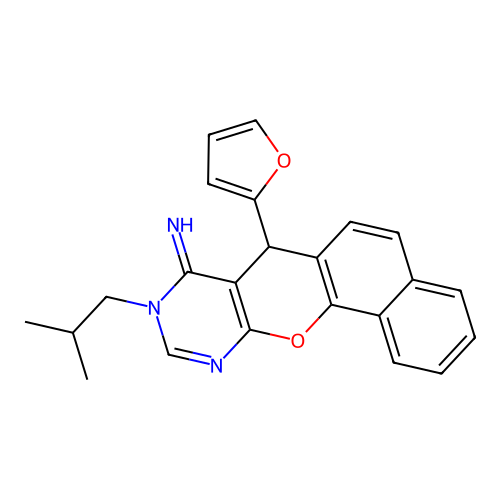 7-(furan-2-yl)-9-isobutyl-7H-benzo[7,8]chromeno[2,3-d]pyrimidin-8(9H)-imine structure