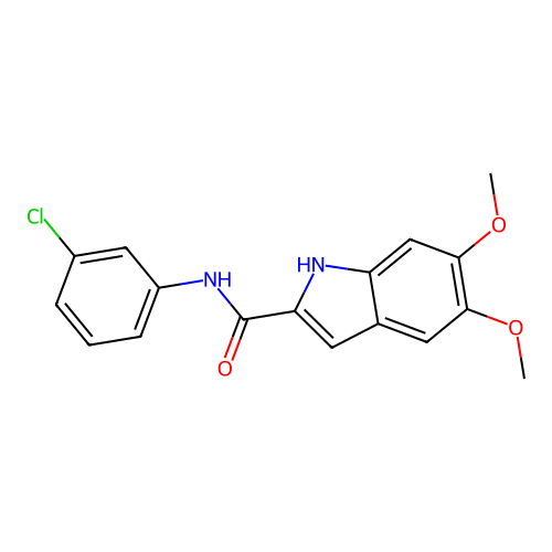 N-(3-chlorophenyl)-5,6-dimethoxy-1H-indole-2-carboxamide structure