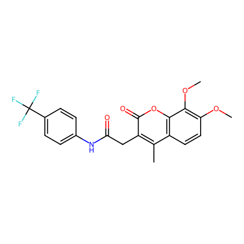 2-(7,8-dimethoxy-4-methyl-2-oxo-2H-chromen-3-yl)-N-(4-(trifluoromethyl)phenyl)acetamide structure