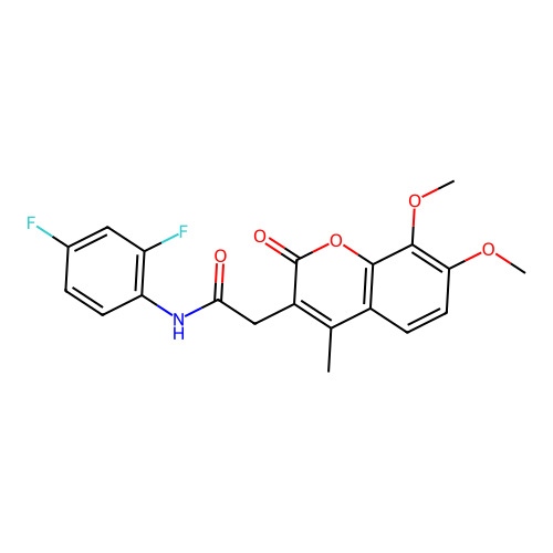 N-(2,4-difluorophenyl)-2-(7,8-dimethoxy-4-methyl-2-oxo-2H-chromen-3-yl)acetamide structure