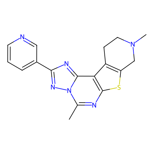 5,9-dimethyl-2-(pyridin-3-yl)-8,9,10,11-tetrahydropyrido[4',3':4,5]thieno[3,2-e][1,2,4]triazolo[1,5-c]pyrimidine structure