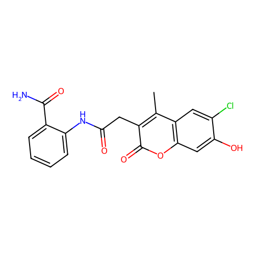 2-[[2-(6-Chloro-7-hydroxy-4-methyl-2-oxochromen-3-yl)acetyl]amino]benzamide structure